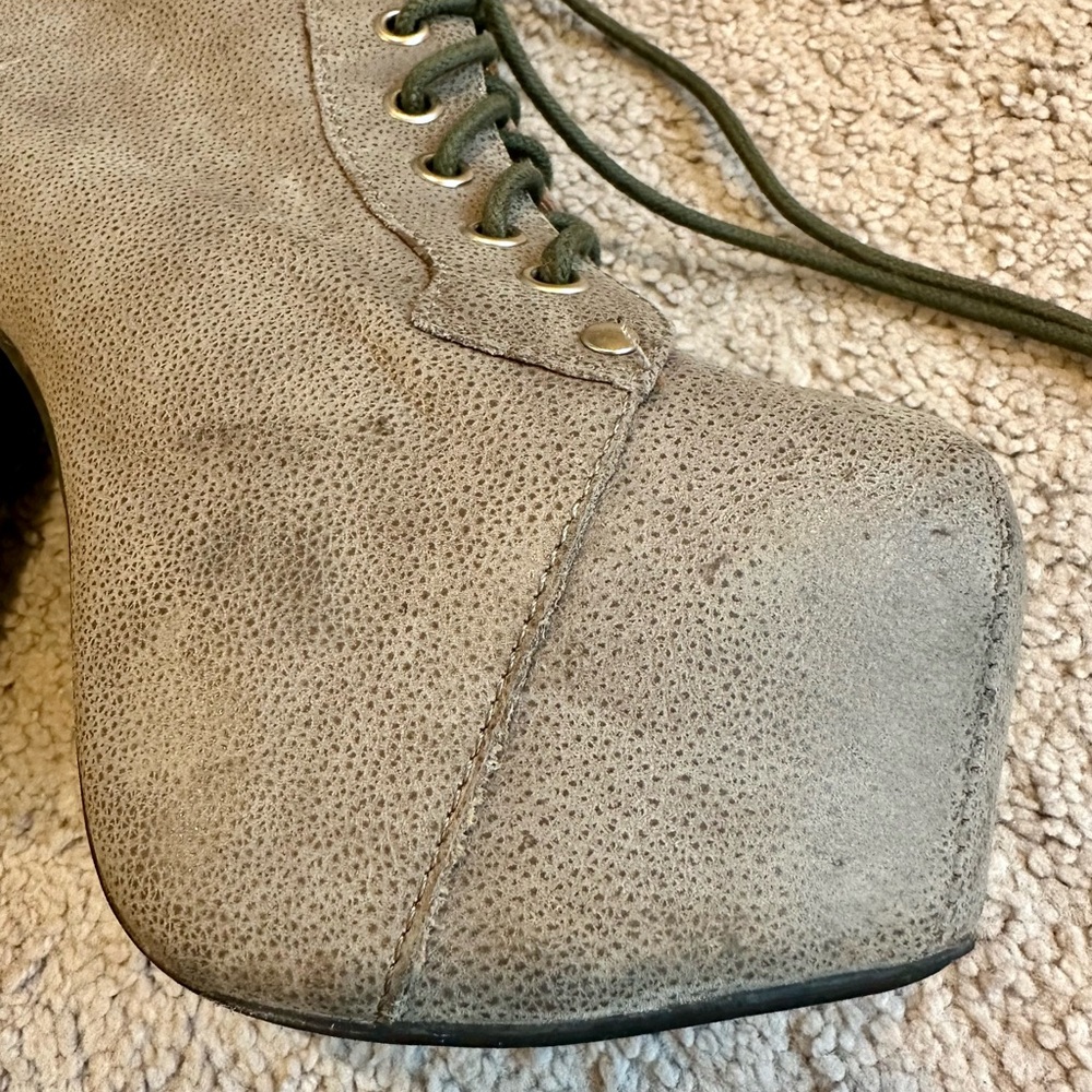 Jeffrey Campbell Gray Lace-Up Platform Ankle Boots - Picture 7 of 16
